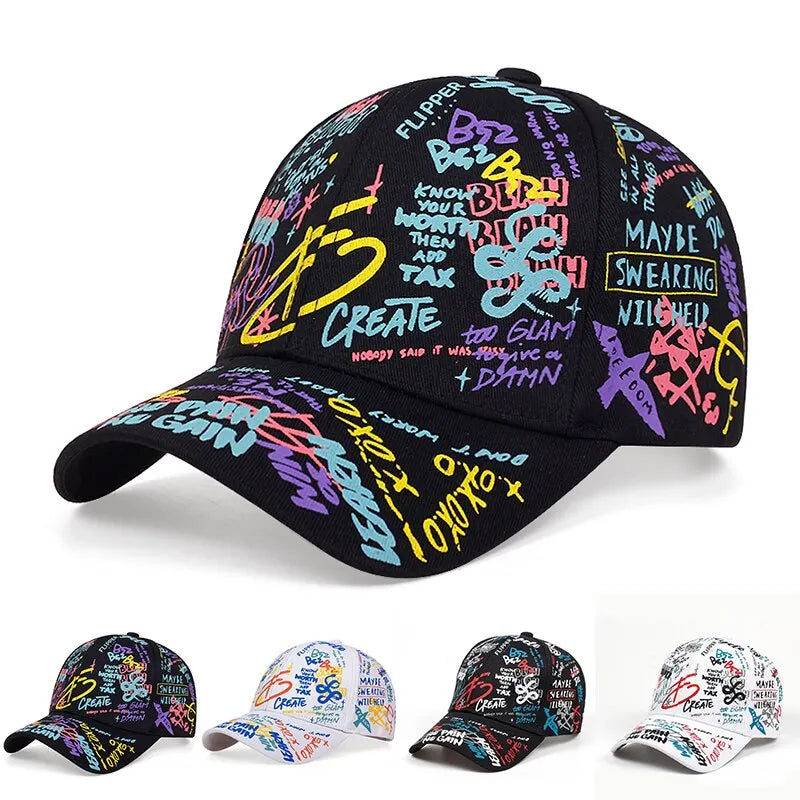 Fashion Graffiti Printing Baseball Cap Outdoor Cotton Casquatte Hat Men Women Summer Sun Hats Adjustable Hip Hop Caps