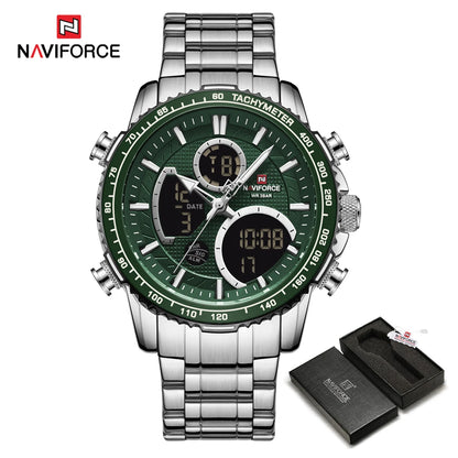 Montre de sport pour homme NAVIFORCE – Montre-bracelet originale de luxe en acier inoxydable, modèle militaire étanche à double affichage