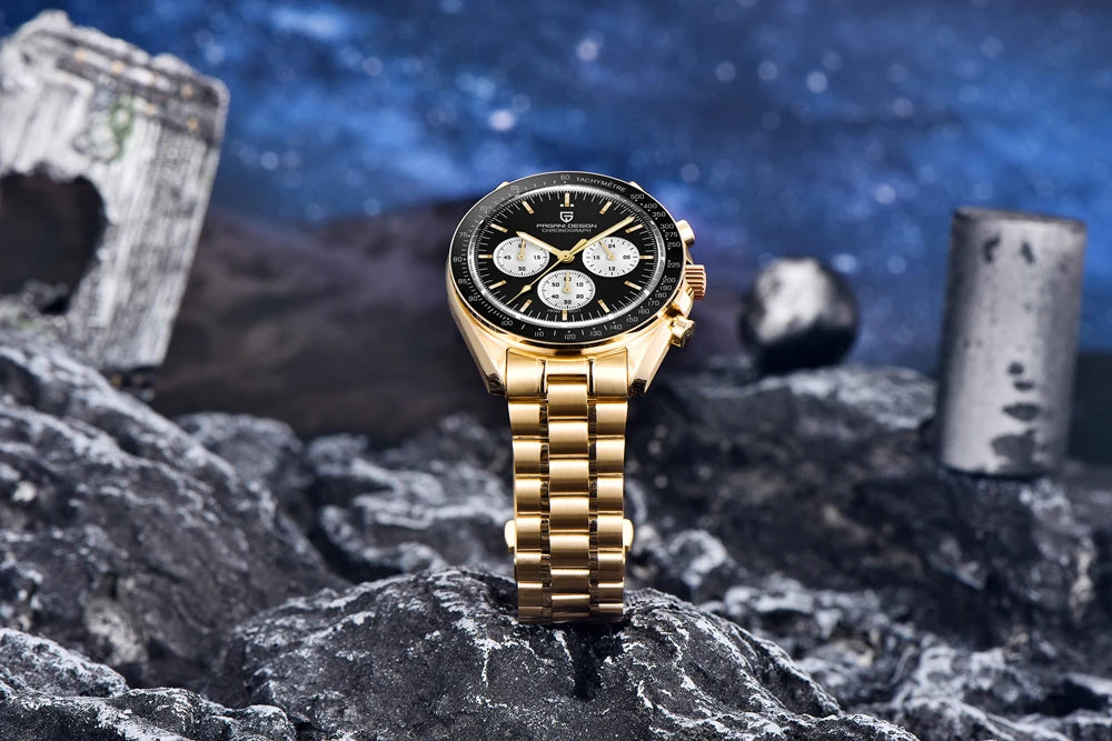 PAGANI DESIGN Moon Uhr – Luxuriöser Quarz-Chronograph für Herren, sportlicher Stil, Saphirglas mit Antireflexbeschichtung, leuchtende Anzeige