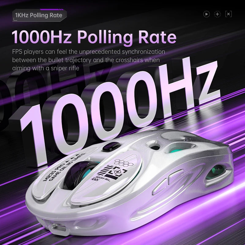 Bezprzewodowa mysz gamingowa 2.4G Tri-Mode RGB, lekka konstrukcja hollow z podświetleniem Chroma, przewodowa/Bluetooth, kontroler myszy e-sportowej