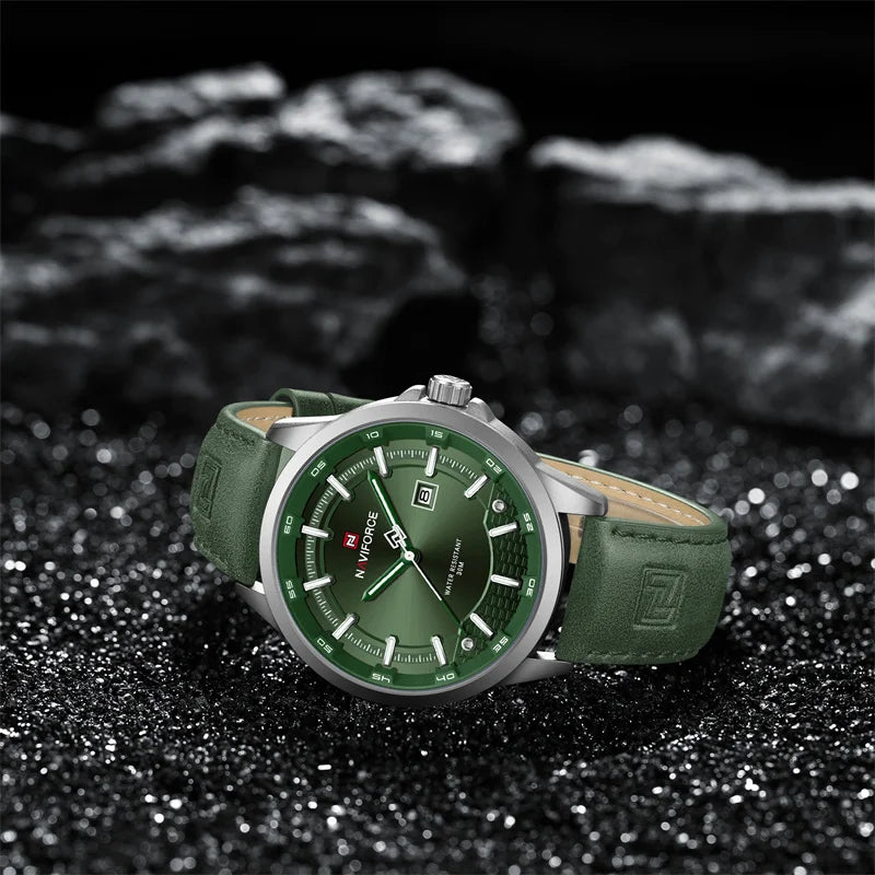 Naviforce 9248 Top Brand New Sport Wristwatch Luxury Military Auto Date Leather Simple Quartz Original Male Clock