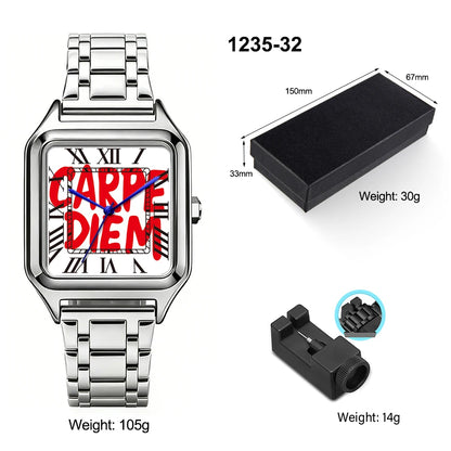 FUCK9.5 Stainless Steel Alloy Square Dial Simple Elegant Ins Style Light Luxury High-end Unisex Square Waterproof Quartz Watch