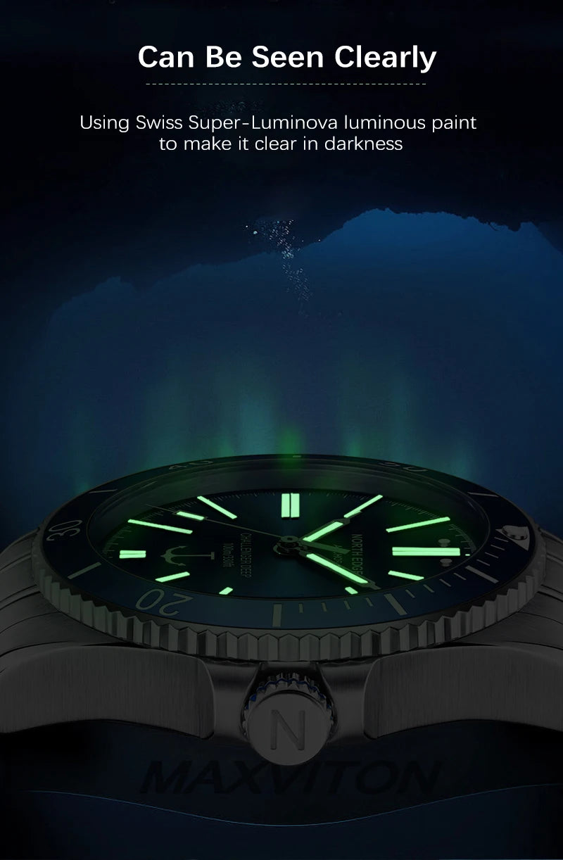 NORTH EDGE 42mm Men Mechanical Wristwatch Luxury Sapphire Glass MIYOTA 8215 Automatic Watches 10bar Waterproof Watch Men ANCHOR