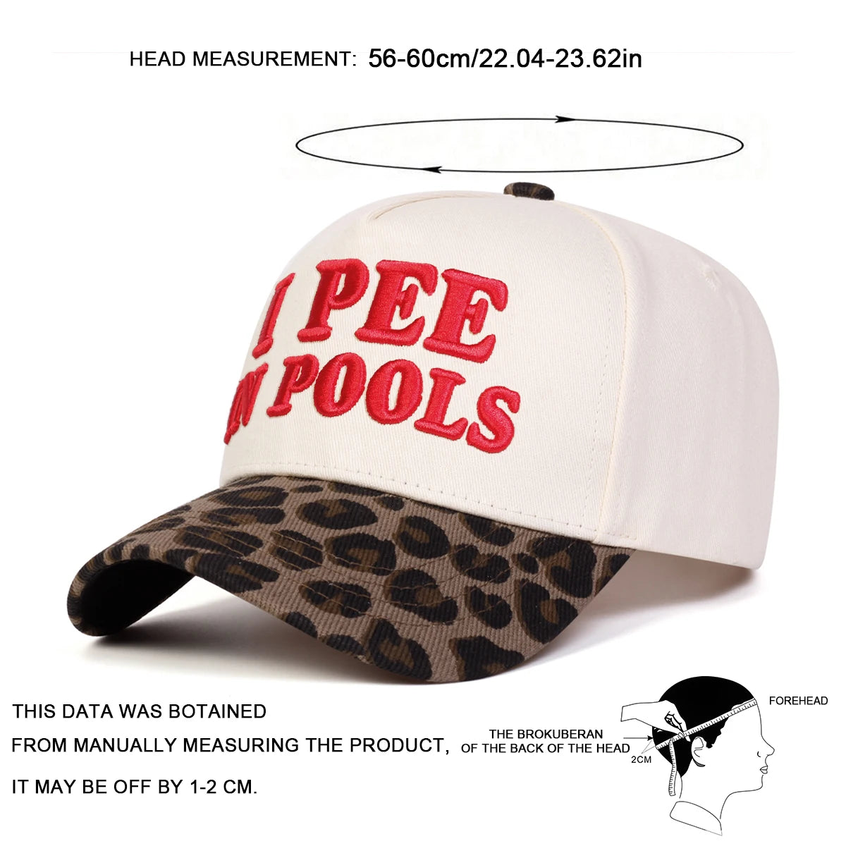 Unisex I PEE IN POOLS Letter Embroidery Baseball Caps Spring and Autumn Outdoor Adjustable Casual Hats Sunscreen Hat Sports Cap