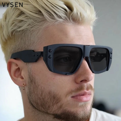 Polarized Steampunk Square Sunglasses Men 2026 Luxury Brand Punk Big Frame Driving Sun Glasses Fashion Eyewear For Male Shades