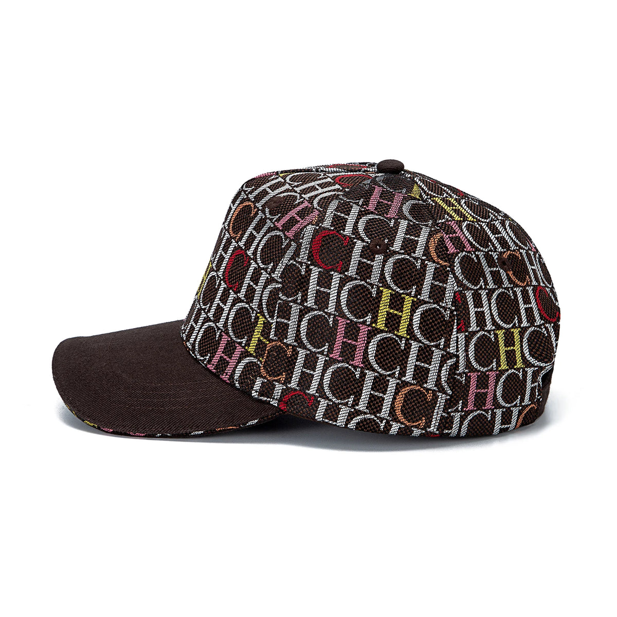 CH Monogramtryckt basebollkeps, strukturerad, justerbar, unisex, ”dad hat”, solskärm, streetwear, svart vävt tyg, casual keps