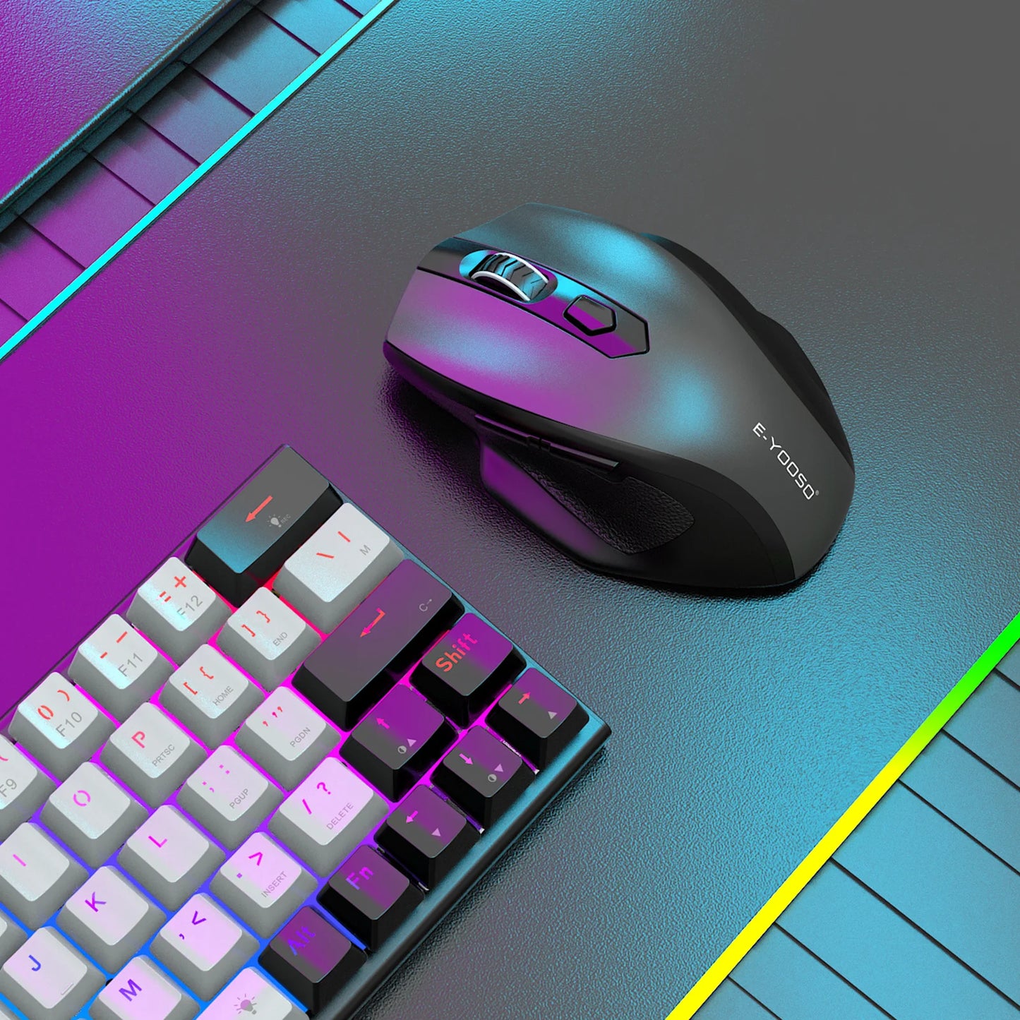 E-YOOSO 2.4G Wireless Ergonomic Mouse with Built-in USB Receiver, 5-Level 4800 DPI Portable Optical Mouse for PC Laptop Computer