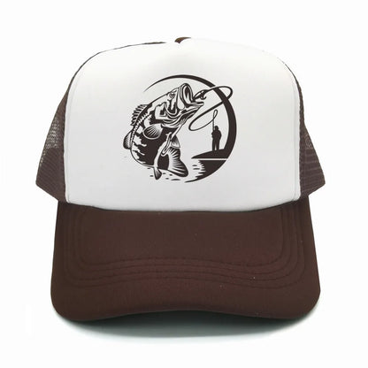 Fiske-skelett-trucker-keps, sommar, herr, cool fiskarkeps, basebollkeps, unisex, utomhus, nätkepsar, MZ-238