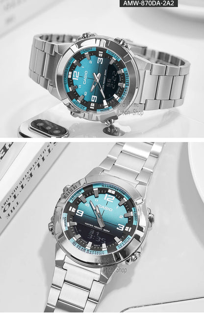Casio watch for men top luxury set quartz 50m Waterproof  military dual display Watch relogio masculino AMW-870
