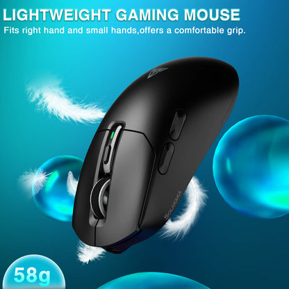Bezdrátová herní myš SOLAKAKA SM820 Tri-mode s magnetickou dobíjecí stanicí, RGB, PAW3311, 24000DPI, bezdrátová makro myš, ultralehká