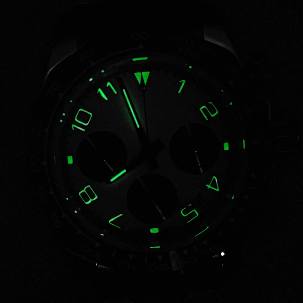 20 Colors dress 39mm Quartz Chronograph Sapphire Crystal Stainless Luminous Men's Watch VK63 Movement Calendar Strap