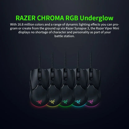Razer NOVOROČNÍ DÁREK Thunder Snake Viper Mini počítačová e-sportovní kabelová herní myš pro notebook s RGB podsvícením, myš pro menší ruce