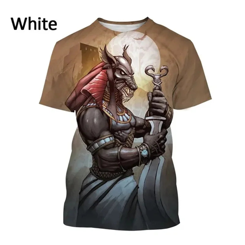 Grim Reaper Anubis T-shirts 3D-tryckt forntida egyptisk gud T-shirt Egyptens öga Farao Mode Harajuku kortärmad T-shirt