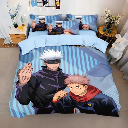 Japan Famous Anime Duvet Cover Sets,Jujutsu Kaisen Bedding Set,Satoru Gojo Bedding Set for Teenagers Boys Adults