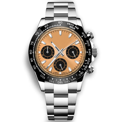 Custom Logo Panda Dial Daytona Homage Watch 40mm Stainless Steel Sapphire Ceramic Bezel Quartz Movement  Luxury Men RELOJ