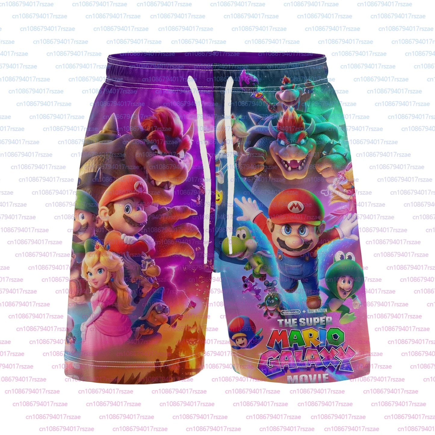 Super Mario Galaxy Cartoon 3D Print Mens Beach Shorts Summer Family Kid Breathable Casual Shorts Quick Drying Loose Shorts Pants