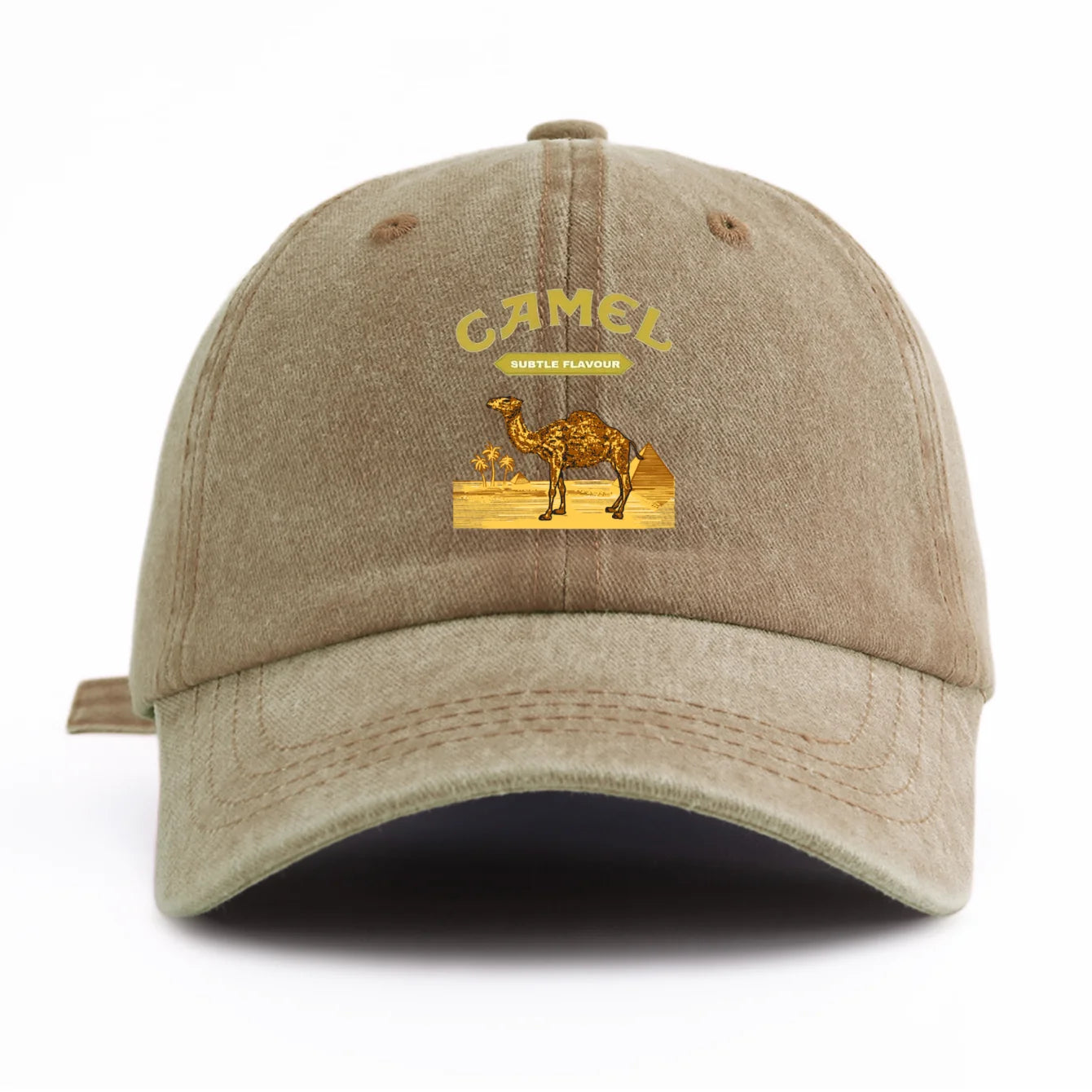 1pc Camel Print Washed Baseball Cap for Adults,  Minimalist Retro Style Casual Soft Adjustable Dad Hat, Perfect As Gift
