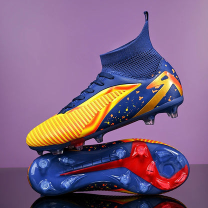 Nouvelles chaussures de football pour hommes, chaussures de sport, chaussures de futsal à cheville haute, chaussures de football de haute qualité, antidérapantes pour intérieur et extérieur, ultralégères, antidérapant