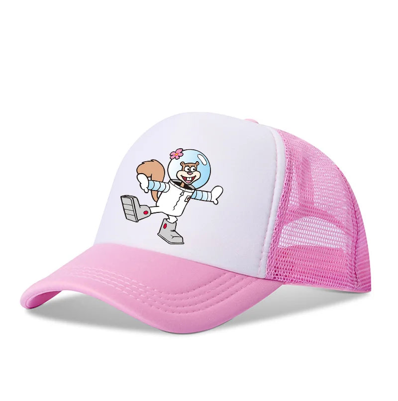 Cute SpongeBobs Baseball Cap Anime Round Role Kids Boy Girl Adult Sport Casual Sunshade Adjustable Movie Cartoon Peaked Mesh Hat