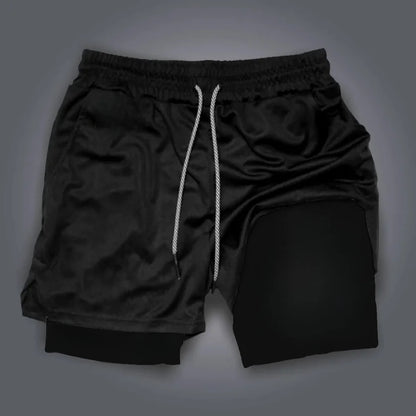 Dragon Ball Men's Shorts Double Layer 2-in-1 Pants Broly Japanese Anime Summer and Autumn Fake Two-piece Fitness Gym Sweatpants