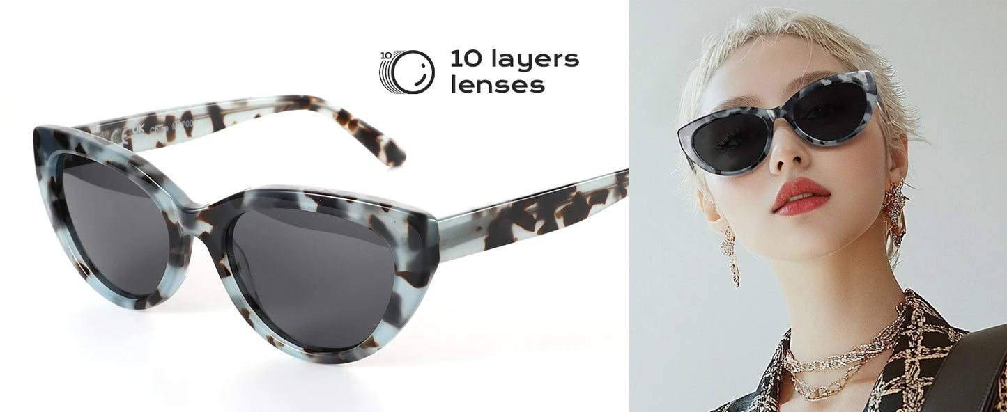ZENOTTIC Retro Cat Eye Polarized Sunglasses Handmade Acetate UV400 Protection Sun Glasses Shade for Women