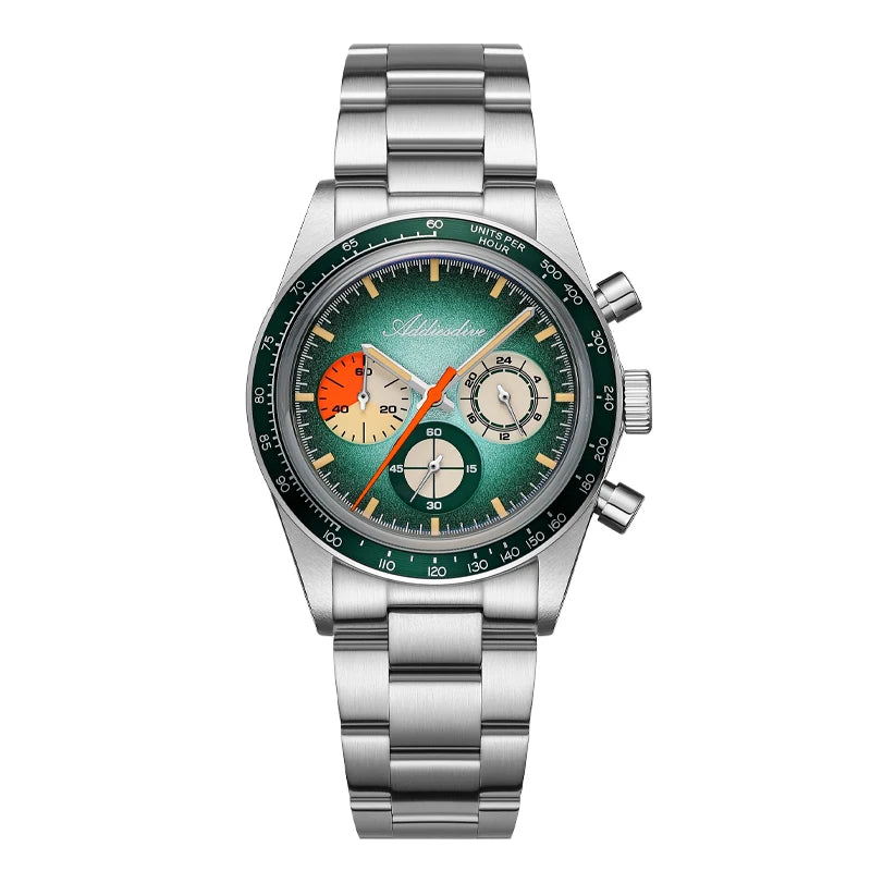 ADDIESDIVE Top Brand AD2551 Chronograph Watch C3 Super Luminous 316L Stainless Steel 10Bar Waterproof 0S20 Movement Men's Watch