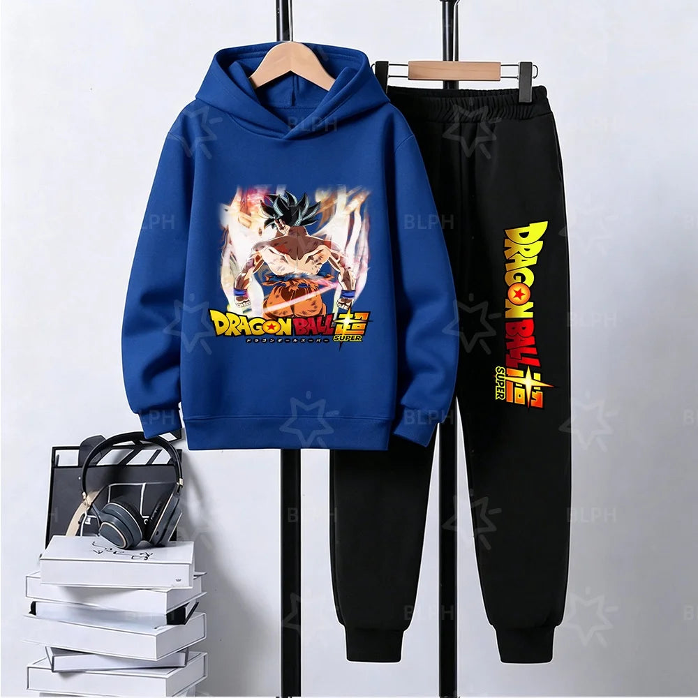 Kids Dragon Ball Camo Goku Printed Hoodie Set Casual Loose Comfortable Long Sleeve Sweatshirt Pants 2 Piece Outfits for Boys