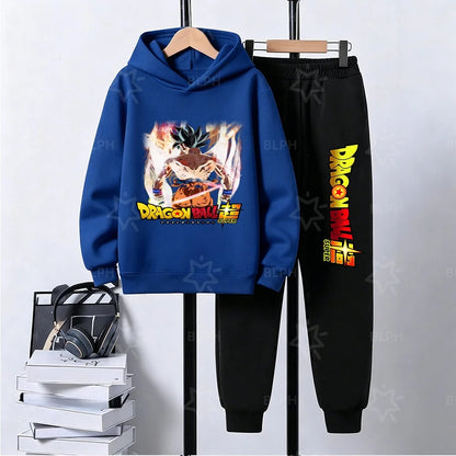 Kids Dragon Ball Camo Goku Printed Hoodie Set Casual Loose Comfortable Long Sleeve Sweatshirt Pants 2 Piece Outfits for Boys