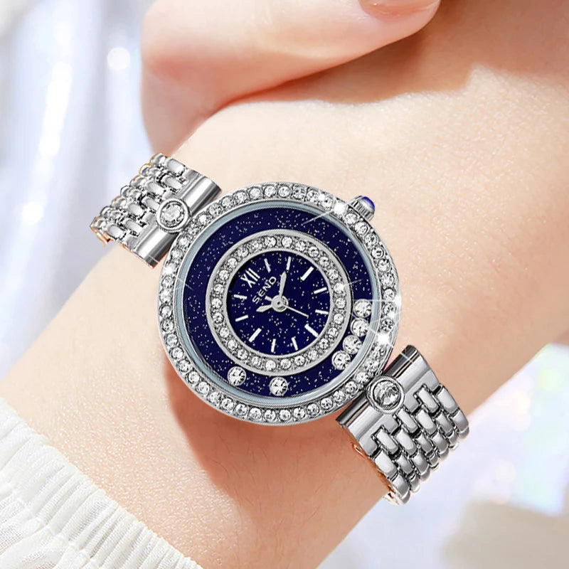 Women Bracelet Watches Silver Top Brand Luxury Ladies Wrist Watches Female Clock Full Steel Quartz Watches Elegant Fashion