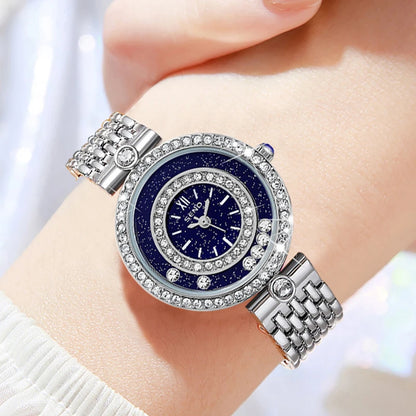 Women Bracelet Watches Silver Top Brand Luxury Ladies Wrist Watches Female Clock Full Steel Quartz Watches Elegant Fashion