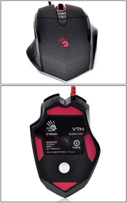 Жична мишка Bloody V7M с RGB, олекотен ергономичен дизайн, 4000dpi, за PC, офис, e-sports гейминг и макро програмиране, за CF LOL CS