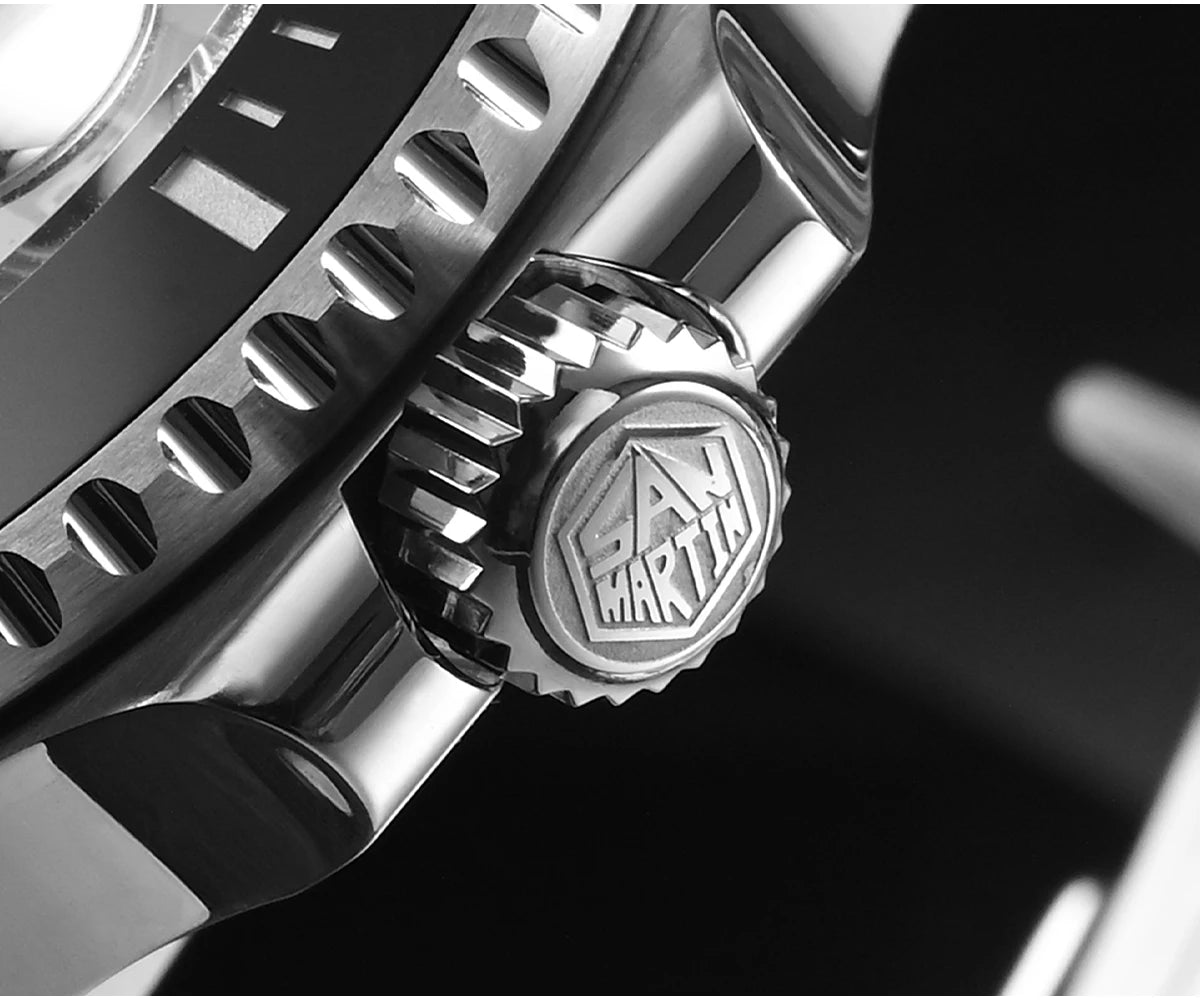 San Martin 40mm Water Ghost PT5000 Automatic Men Diving Watch Business Mechanical Sapphire Waterproof 20Bar Luxury BGW-9 SN0017D