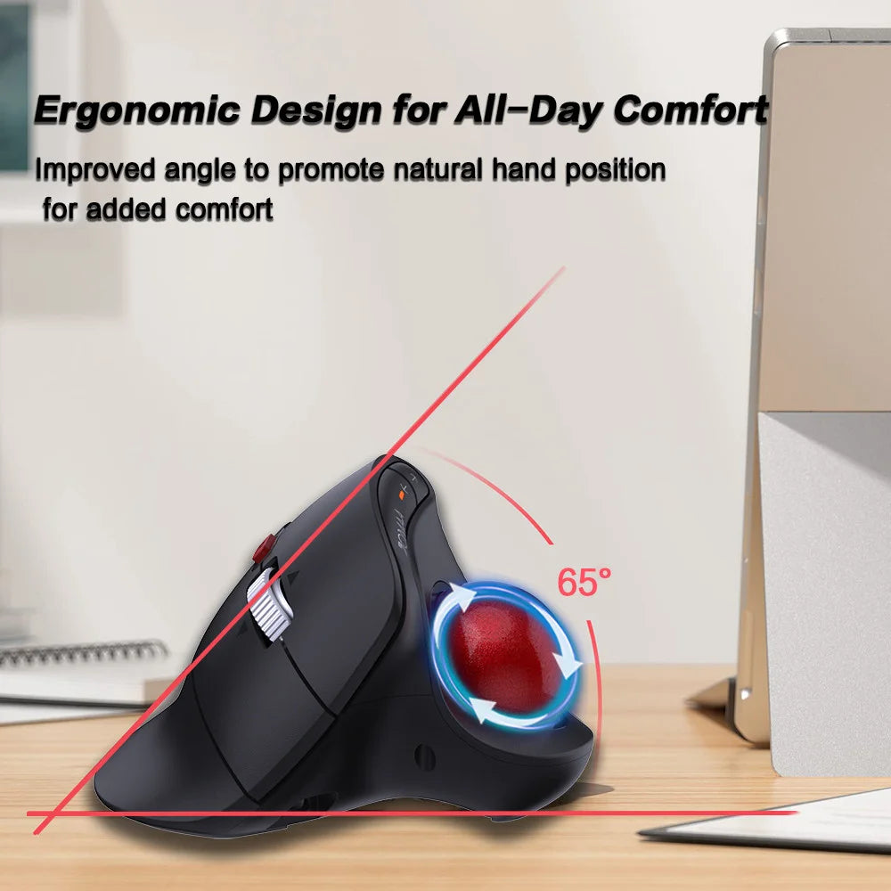 JOMAA Speed Roller-trackballmuis, draadloze duimbediende muis, stille klik, oplaadbare ergonomische trackballmuis