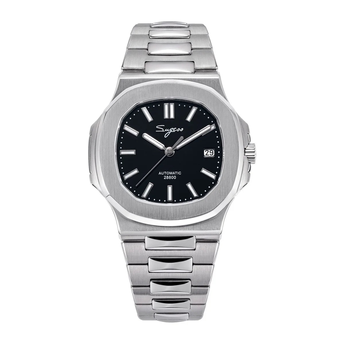 Sugess Men's Watch Automatic Mechanical Wristwatch Miyota 9015 Movement MOP Dial Luminous Waterproof 5bar Bracelet Luxury S466