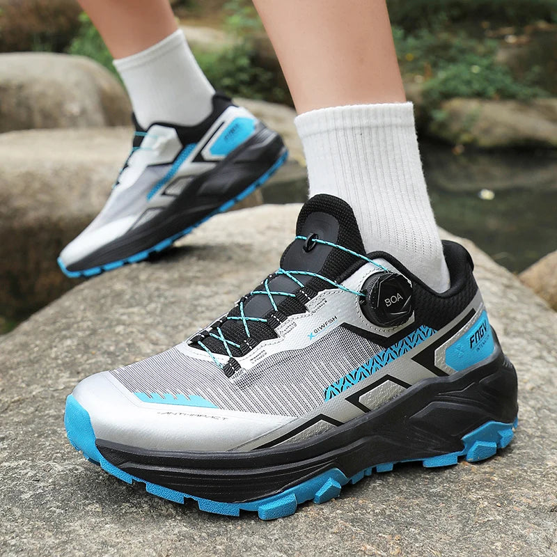 Mens Running Shoes 2025 New Breathe Mesh Outdoor Off Road Hiking Shoes Cushioning Flat Soft Mesh Walking Shoes for Man