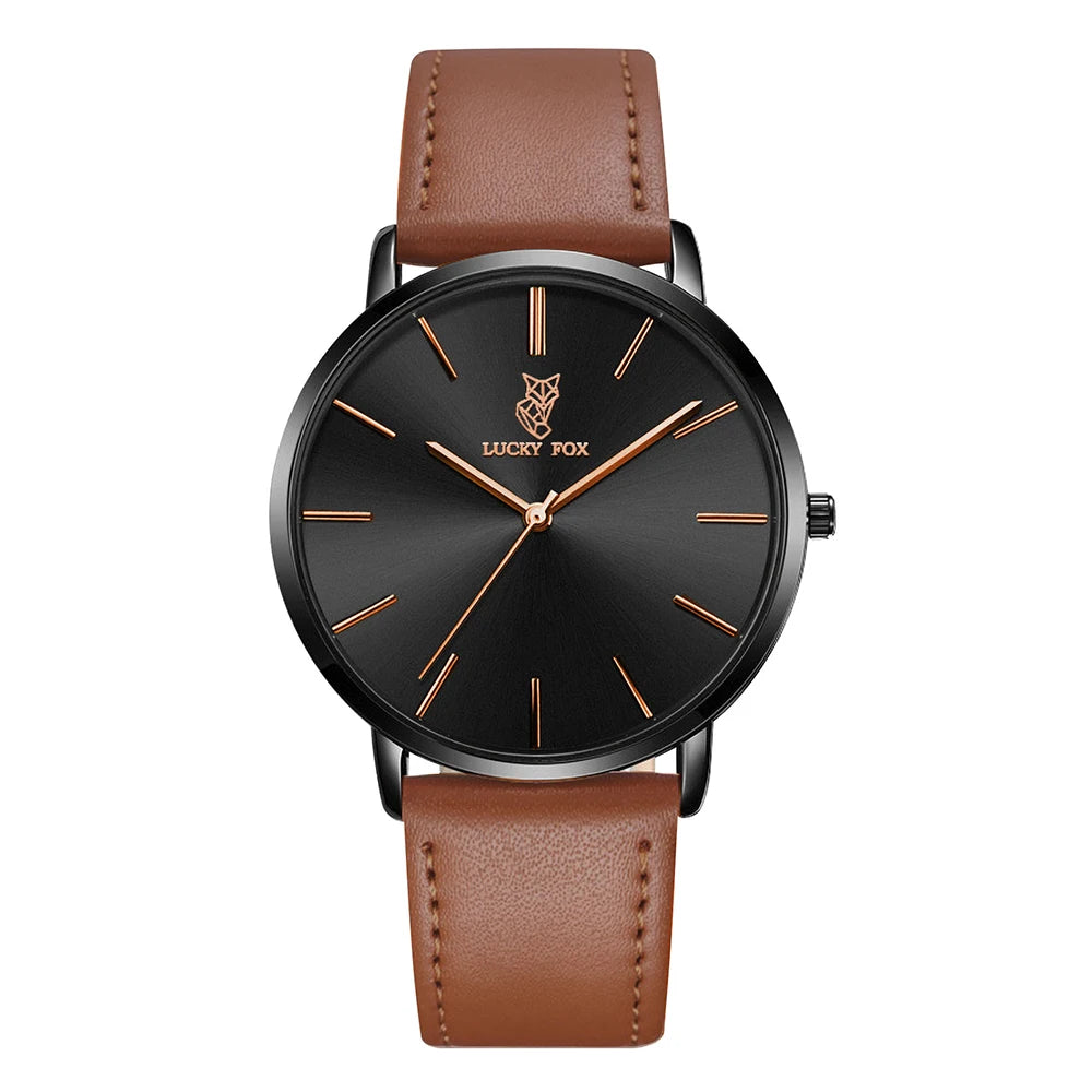 LUCKY FOX Classic Luxury Men Watch Simple Casual Men and Women Round Large Dial Quartz Watch Clock Gifts Men Reloj