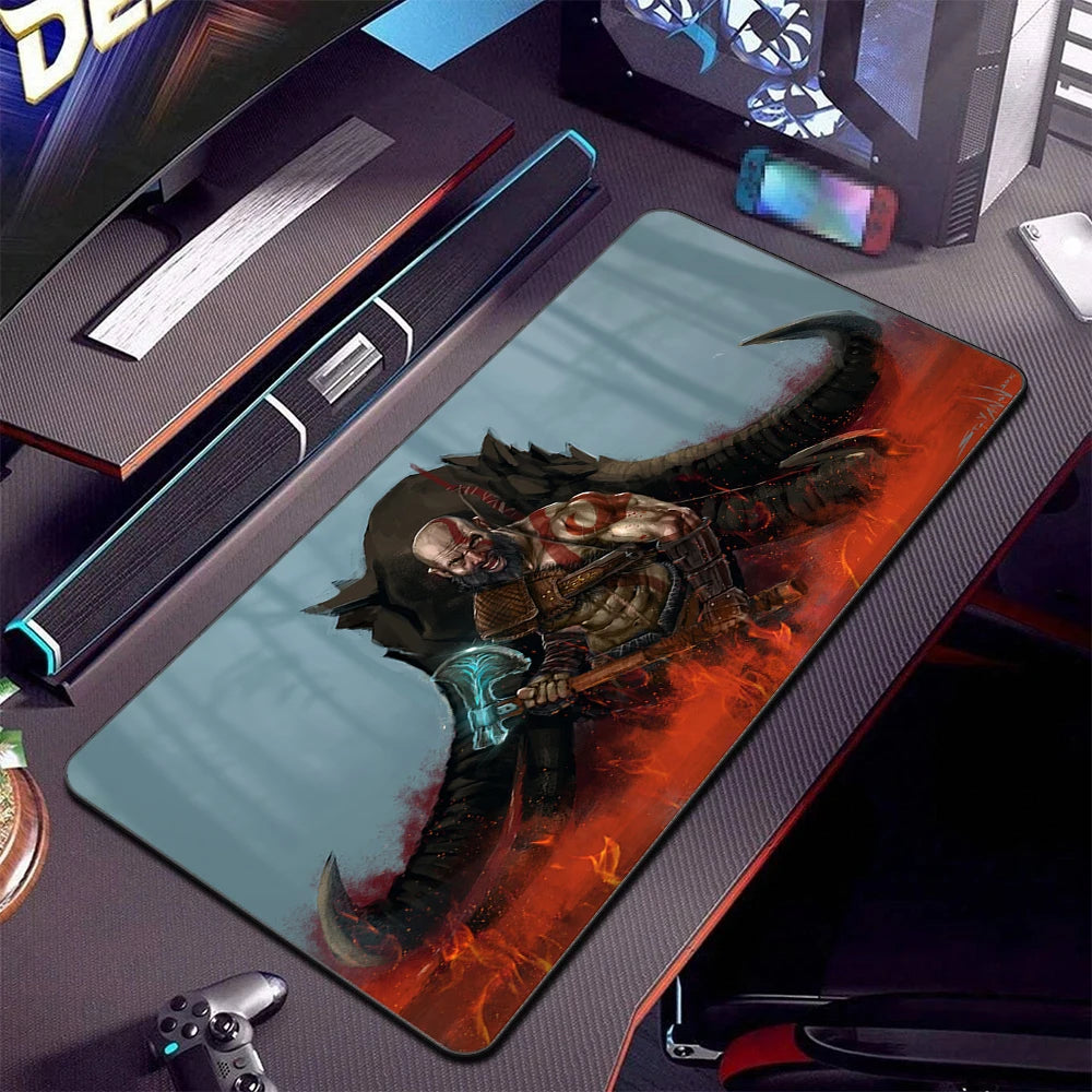 Game God of War Mouse Pad Anime Game Mousepad Computer Keyboard Desk Pads Office Carpet Laptop Mausepad Non-slip Base Deskmat