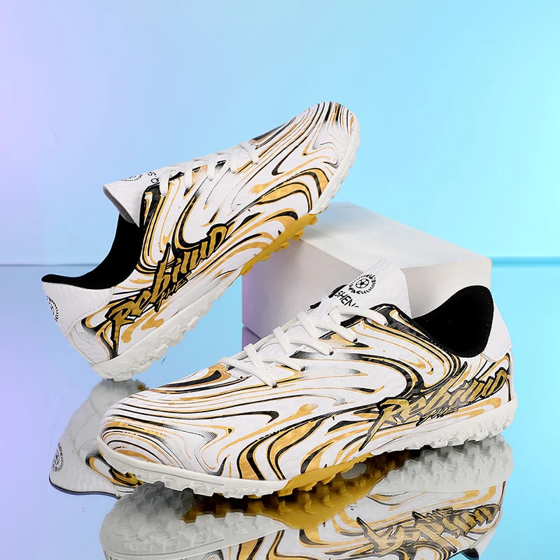 Chaussures de football pour hommes de haute qualité, sans lacets, couleur rose, modèle à enfiler, crampons antidérapants, chaussures de football pour garçons, modèles TF/FG pour l'entraînement, chaussures de football p