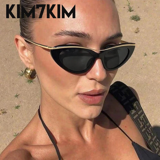 Fashion Small Cat Eye Sunglasses Women 2026 Luxury Brand Punk Metal Frame Sunglass Vintage Sexy Traveling Eyewear UV400 Shades