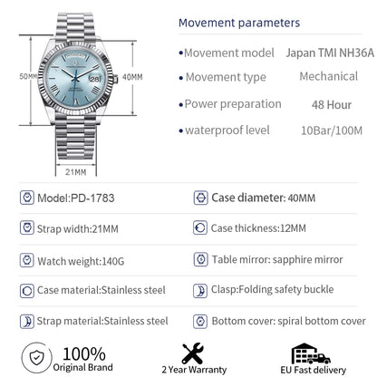 PAGANI DESIGN 2025 New Date Week 40MM Men's Watches Brand Luxury Gold Automatic Watch Men Waterproof Mechanical Wrist watch Men