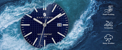 SAPPHERO Men’s Analog Watch Stainless Steel Japan Quartz Movement Date Display 50m Waterproof Classic Business Casual Wristwatch