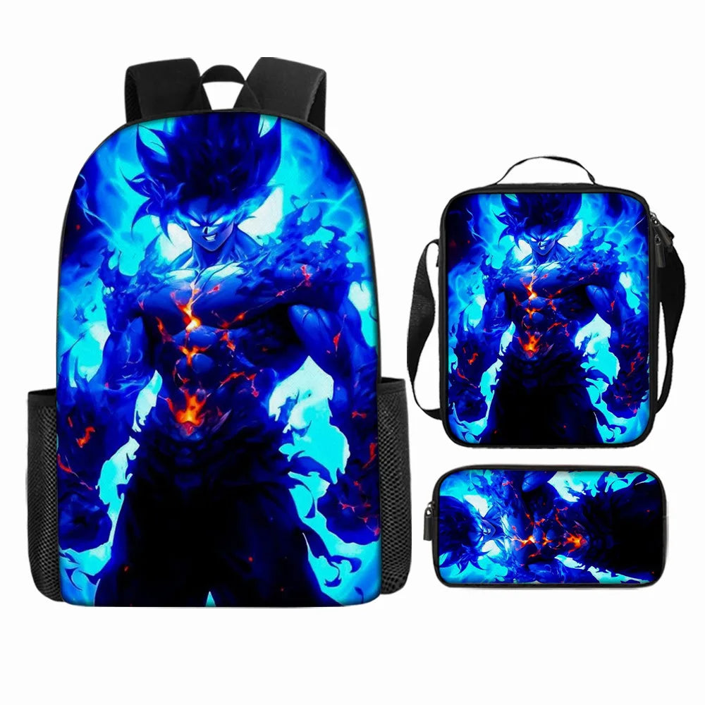 Dragon Ball 3Pcs/Set Backpacks Goku Vegeta Cartoon Print Lunch Bag Pencil Bags Student Casual School Bags Return To School Gift