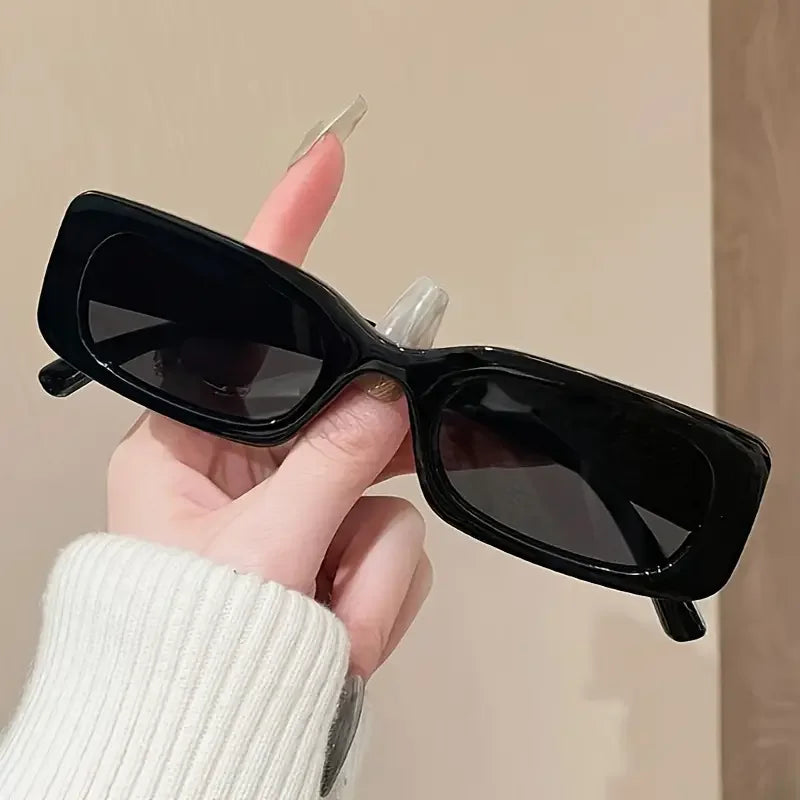 1Pc/2Pcs Fashion Rectangular Glasses Pc Lenses Retro and Trend Suitable for Beach, Outdoor Activities and Street Style Unisex