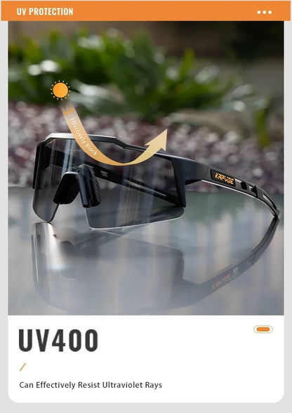 Kapvoe Photochromic Cycling Sunglasses Men Glasses Fashion Mountain Bicycle Outdoor Road Riding Goggles Eyewear Sports MTB Bike