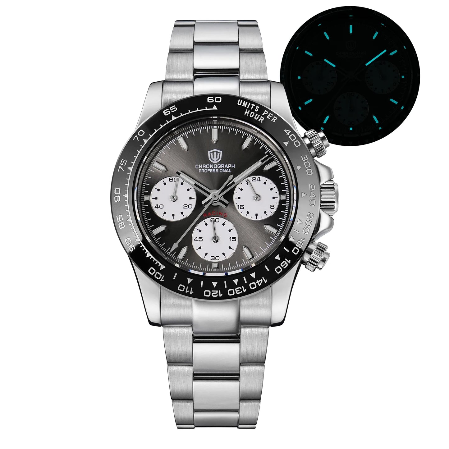 Watchdives WD16500 V2 Men Watch VK63 Quartz Movement Chronograph Wristwatch Stainless Steel Sapphire Crystal Luminous  Watches
