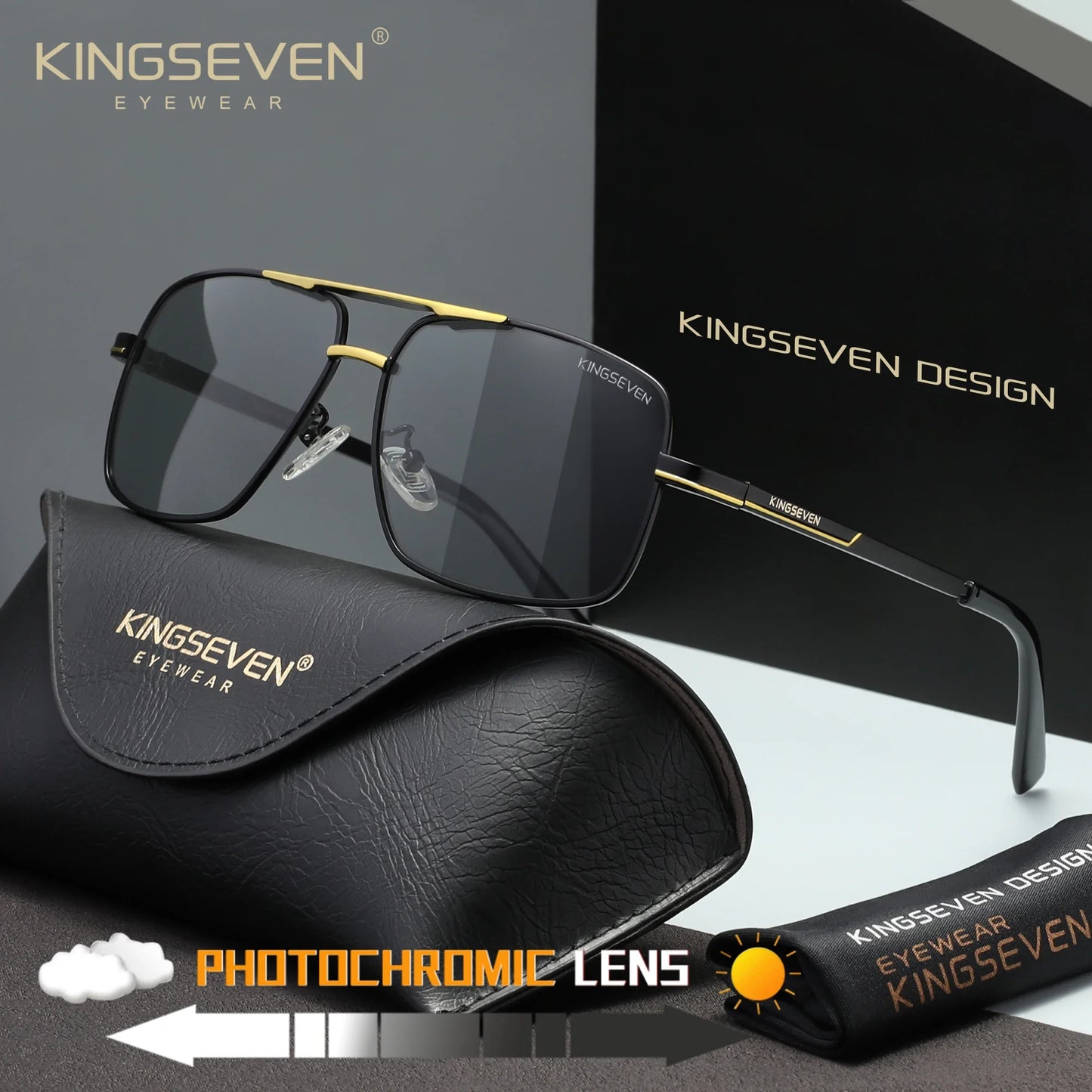 KINGSEVEN Causal Polarized Sunglasses Men Outdoor Driving Fashion Glasses UV400 Rectangle Driving Male Fishing Eyewear