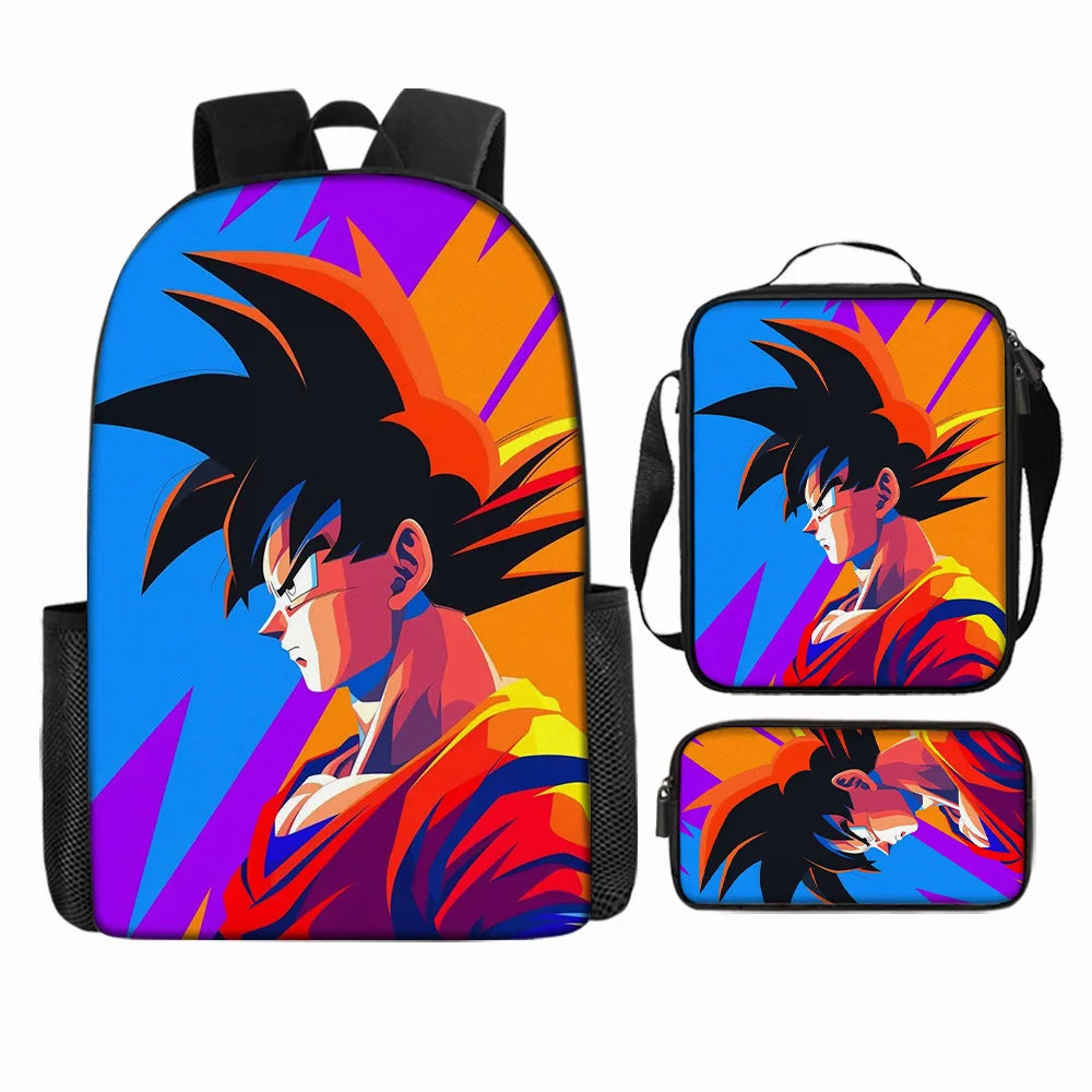 Dragon Ball 3Pcs/Set Backpacks Goku Vegeta Cartoon Print Lunch Bag Pencil Bags Student Casual School Bags Return To School Gift