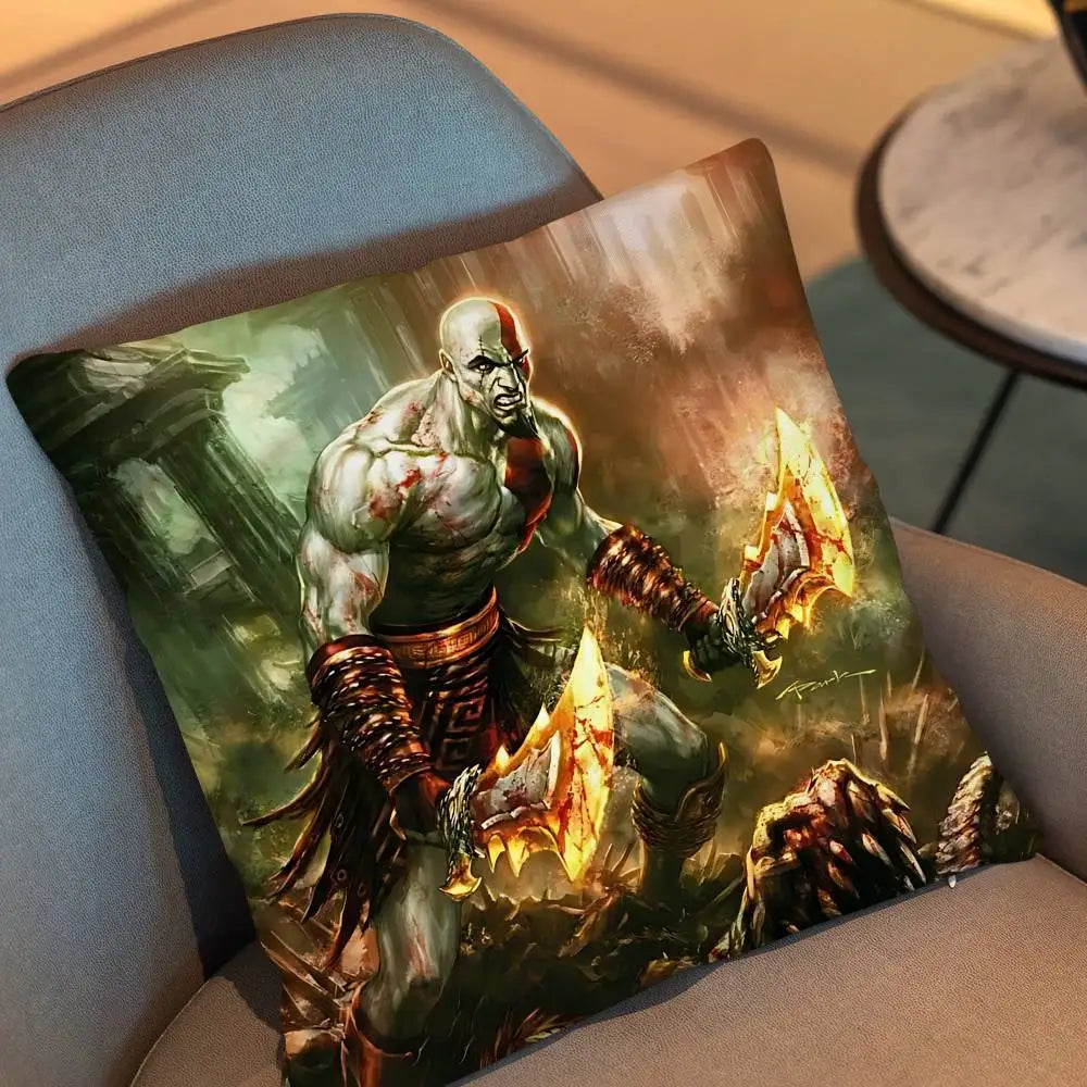 Furious Kratos game God of War  Pillow Case Pillow Case Living Room Sofa Cushion Cover Suitable For Home Bedroom Room Decoration
