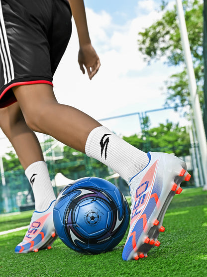 Chaussures de football unisexes AG FG, crampons longs en TPU, crampons de football absorbant les chocs pour les matchs sur gazon naturel et artificiel en extérieur