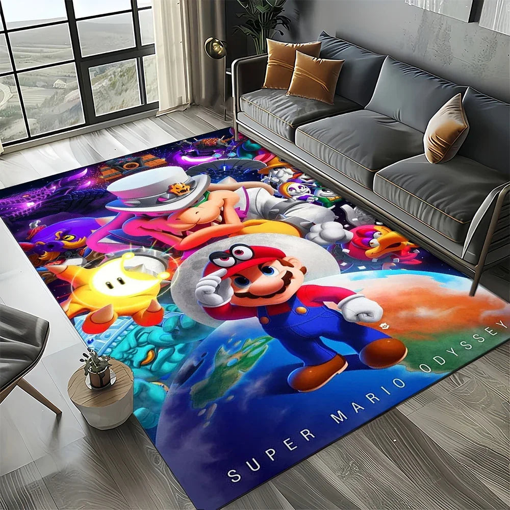 Retro Mario Cartoon  Area Rug,Carpet Rug for Home Living Room Bedroom Sofa Doormat Decor,Kids Play  Floor Mat